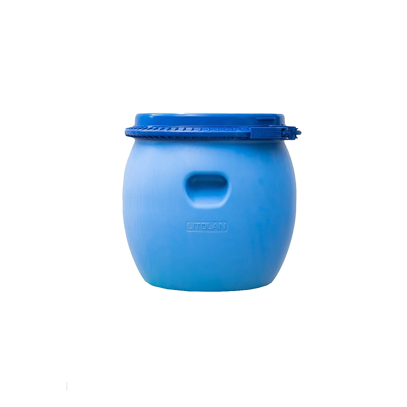 Бочка харчова 35 л (37 см) /3-х шар./ з пластиковим хомутом + засувка, синя