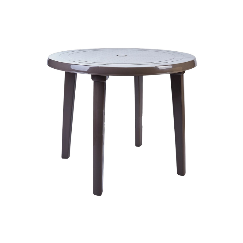 Стіл круглий пластиковий (коричневий) 90 см